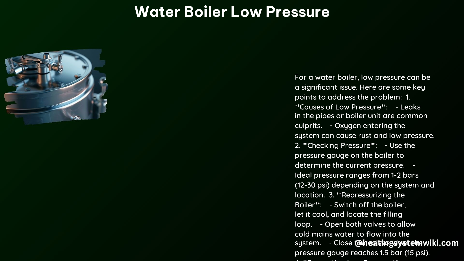 Water Boiler Low Pressure