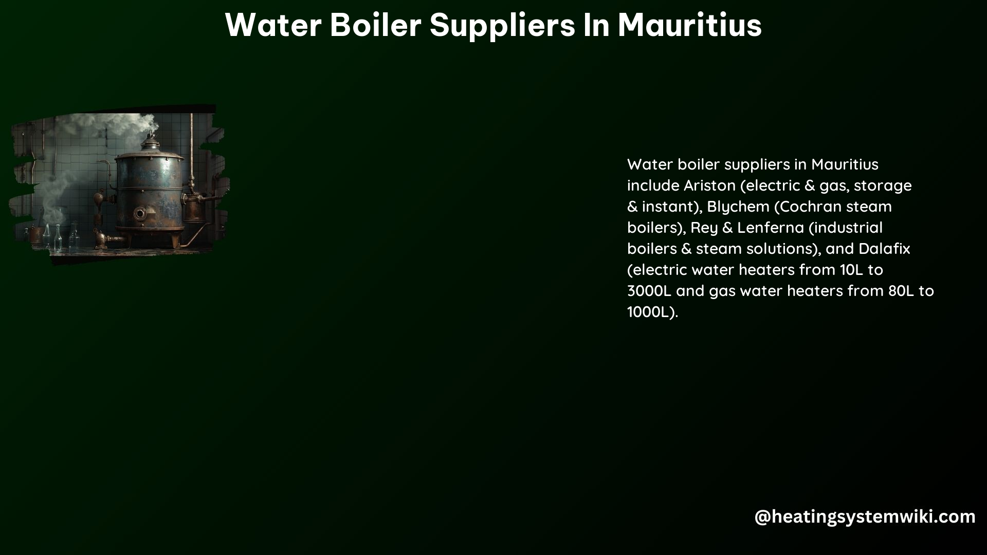 Water Boiler Suppliers in Mauritius