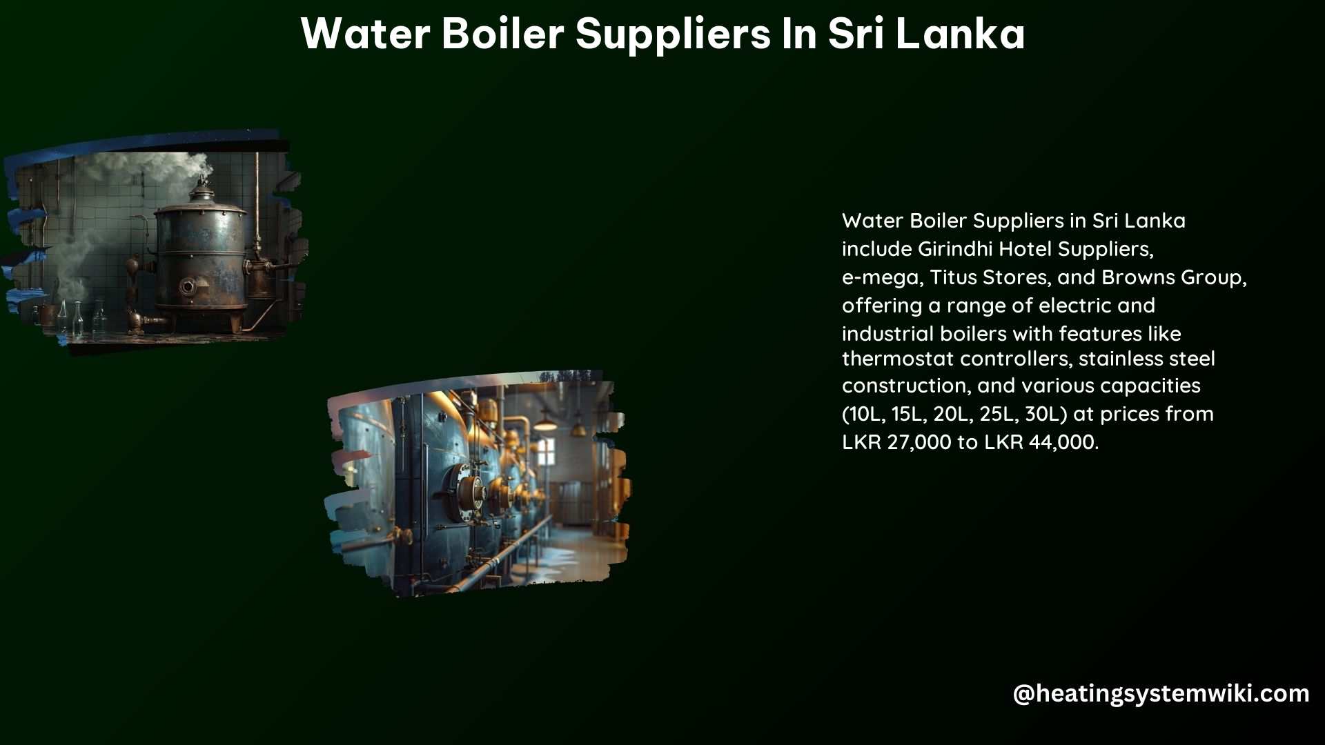 Water Boiler Suppliers in Sri Lanka