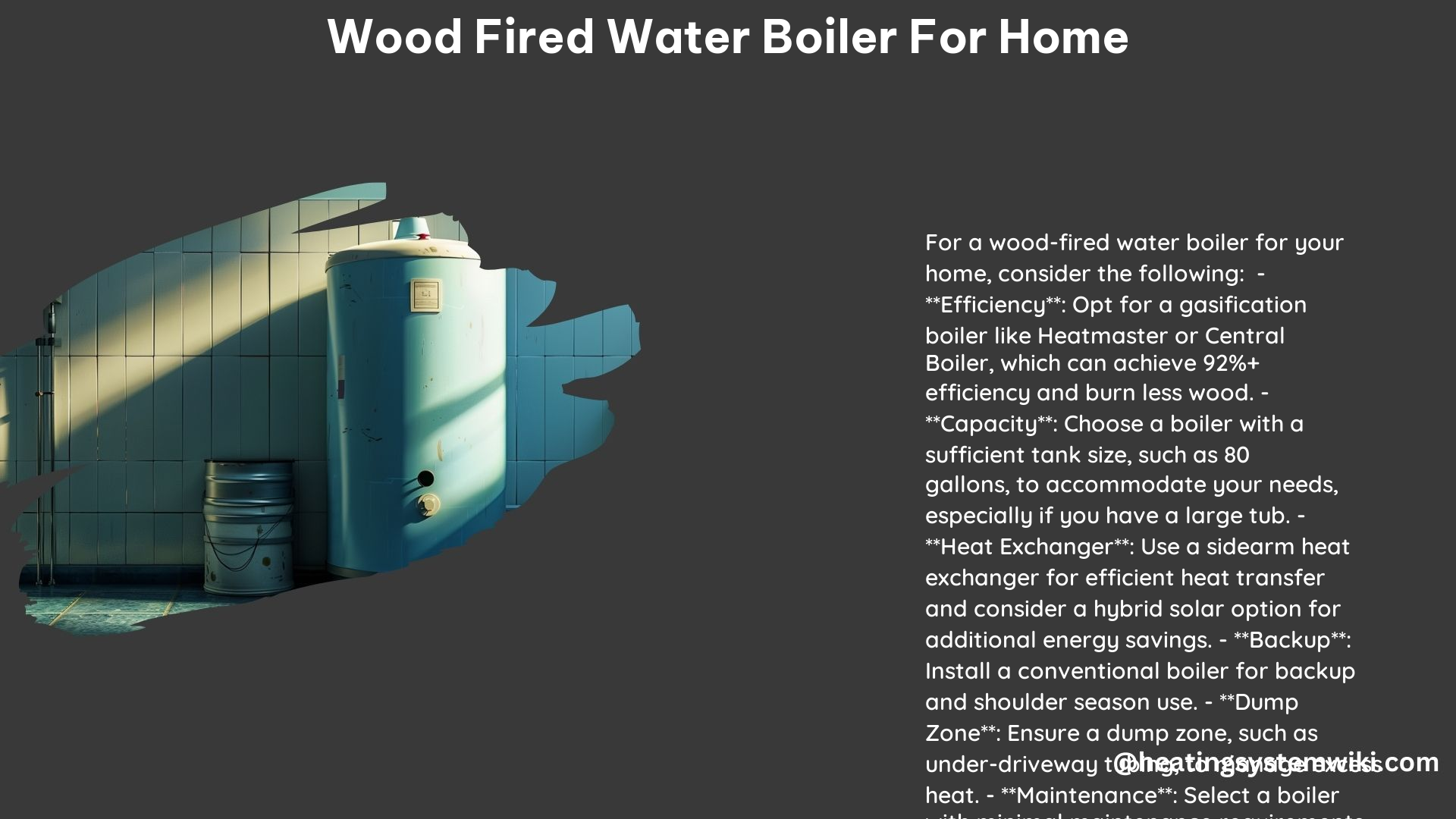 Wood Fired Water Boiler for Home