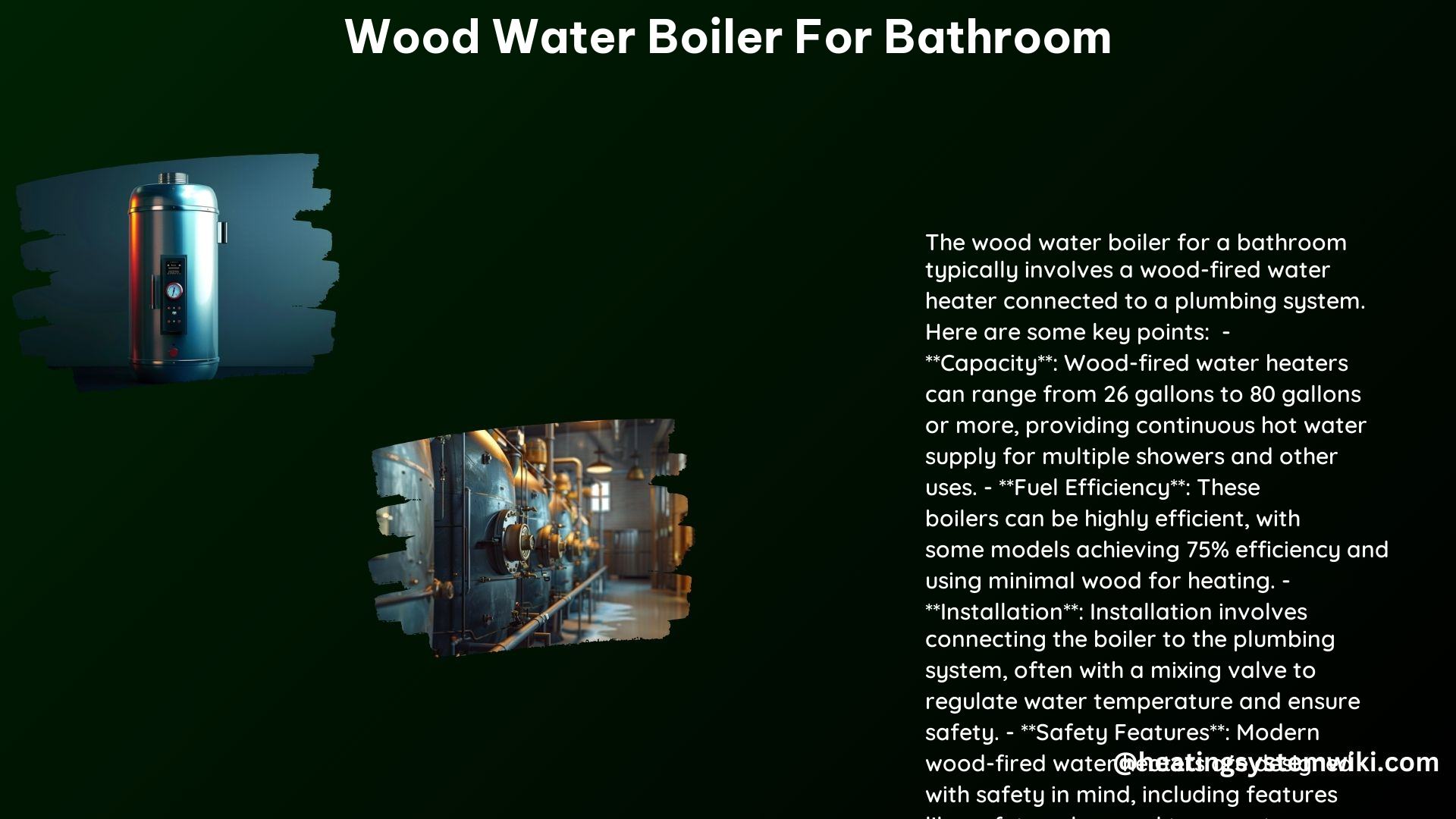 Wood Water Boiler for Bathroom